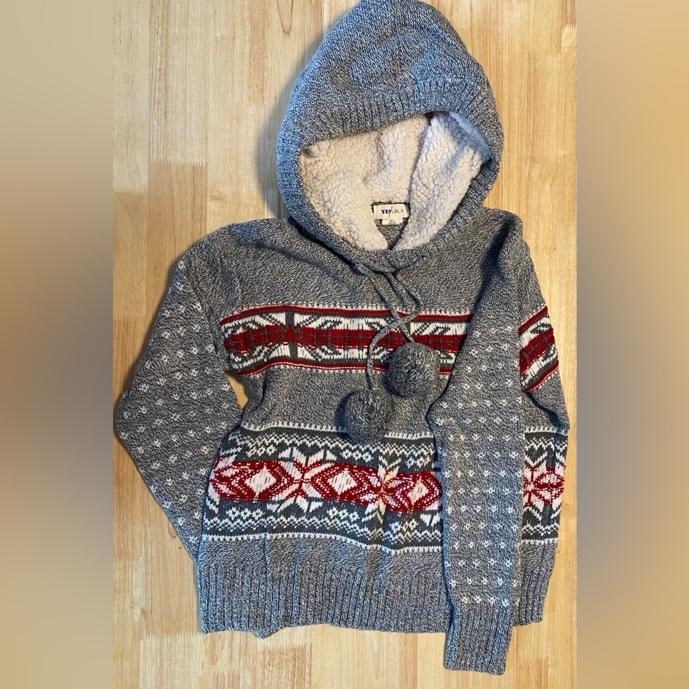 Yes/Lola size L Sherpa-lined sweater hoodie. Runs small. Worn once.